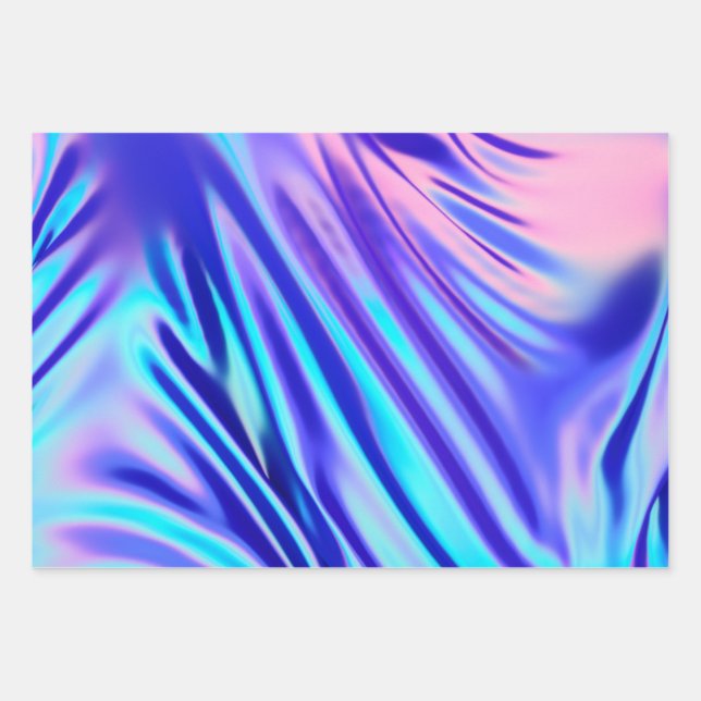 Feuille De Papier Cadeau Ciel cosmique bleu rose pourpre dégradé (Devant)