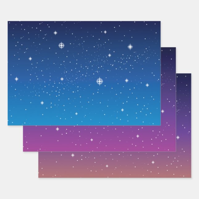 Feuille De Papier Cadeau Ciel étoilé au crépuscule (Lot)