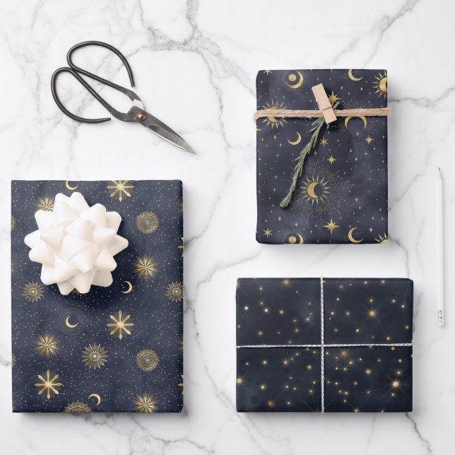 Feuille De Papier Cadeau Ciel étoilé céleste (Recto)