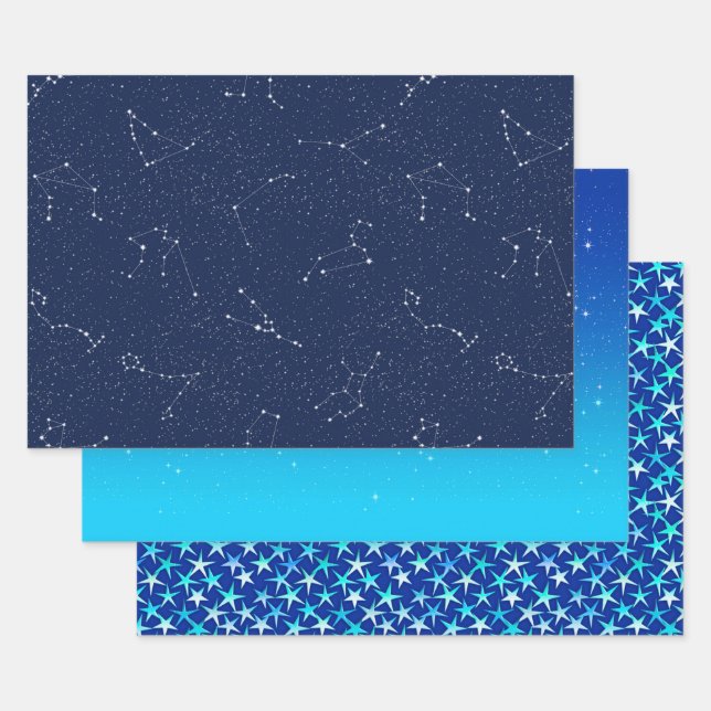 Feuille De Papier Cadeau Ciels étoilés (Lot)