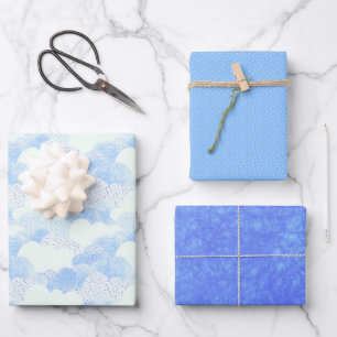 Feuille De Papier Cadeau Ciels texturés bleu nuageux