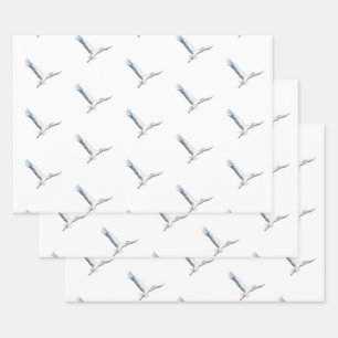 Feuille De Papier Cadeau cigognes blanches volant