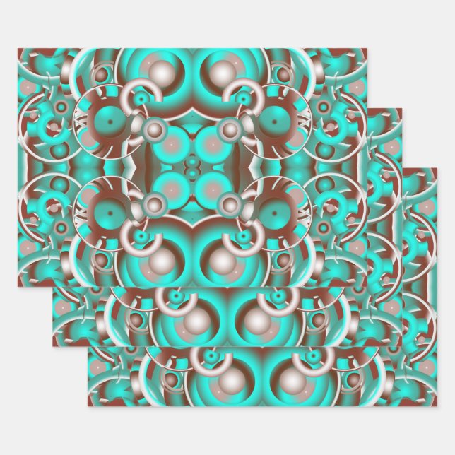 Feuille De Papier Cadeau Circular Celestial Concentric Circles Pattern (Lot)