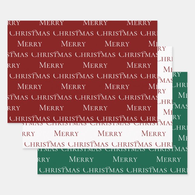 Feuille De Papier Cadeau Citation Green Red Joyeux Noël (Lot)