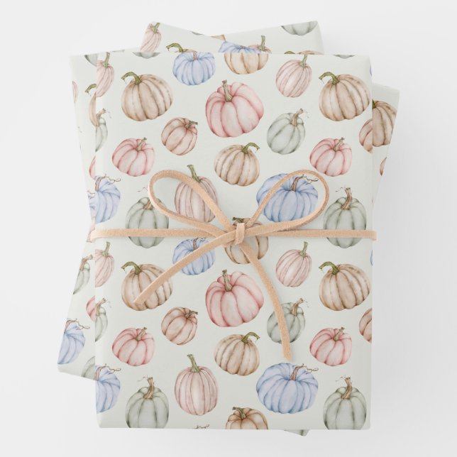 Feuille De Papier Cadeau Citrouille Baby shower d'automne neutre (En situation)