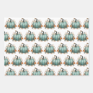 Feuille De Papier Cadeau Citrouille bleu Russe Thanksgiving papiers