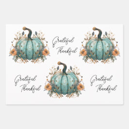 Feuille De Papier Cadeau Citrouille bleu Russe Thanksgiving papiers