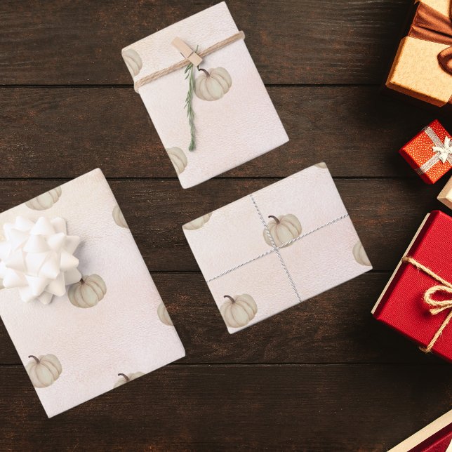 Feuille De Papier Cadeau Citrouille crème rose gold rose automne (Créateur téléchargé)