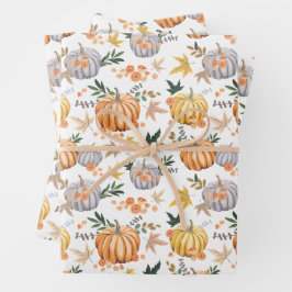 Feuille De Papier Cadeau Citrouille de récolte d'automne Thanksgiving Motif