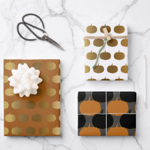 Feuille De Papier Cadeau Citrouille d'or