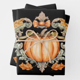 Feuille De Papier Cadeau Citrouille Élégante d'Automne