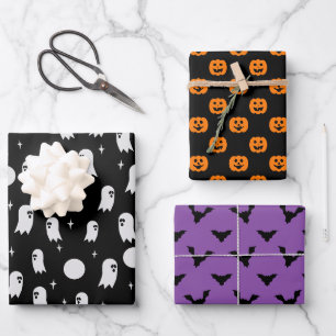 Feuille De Papier Cadeau citrouille fantôme de chauve-souris halloween