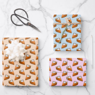 Feuille De Papier Cadeau Citrouille tarte Plaid Thanksgiving Motif