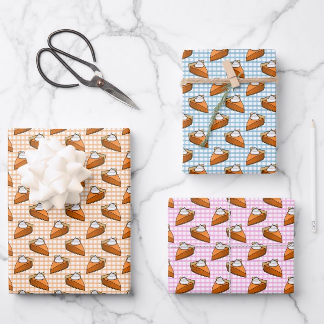 Feuille De Papier Cadeau Citrouille tarte Plaid Thanksgiving Motif (Recto)
