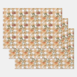 Feuille De Papier Cadeau Citrouilles aquarelle sur En vichy