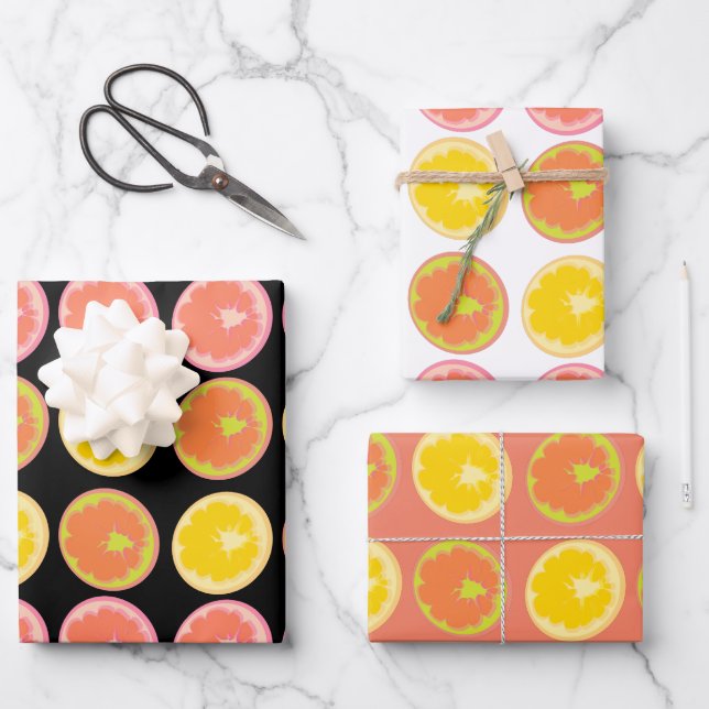 Feuille De Papier Cadeau Citrus Candy Lemon Fruit Motif Anniversaire (Recto)