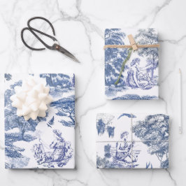 Feuille De Papier Cadeau Classé élégant Rustic Blue Country Toile