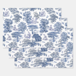 Feuille De Papier Cadeau Classé élégant Rustic Blue Country Toile