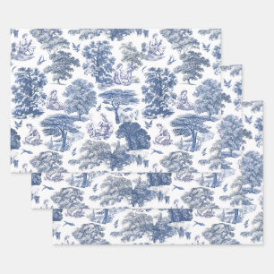 Feuille De Papier Cadeau Classé élégant Rustic Blue Country Toile