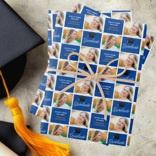 Feuille De Papier Cadeau Classe photo Blue Graduation de 2025 Custom Party