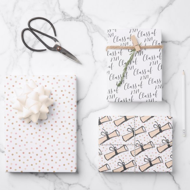 Feuille De Papier Cadeau Classe rose et or (Recto)