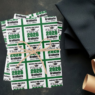 Feuille De Papier Cadeau Classe verte de remise des diplômes personnalisée 