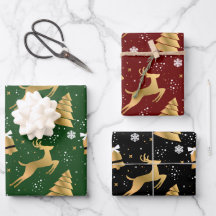 Classic 3 Couleur or Motif de rennes de Noël