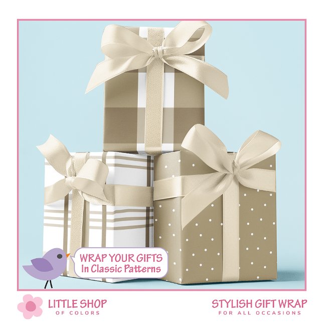 Feuille De Papier Cadeau Classic Beige et Blanc Buffalo Check (Créateur téléchargé)