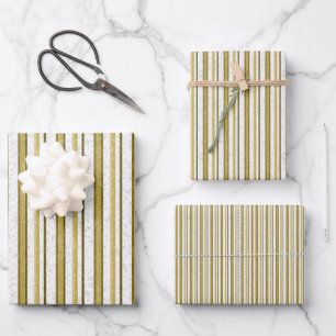 Feuille De Papier Cadeau Classic Gold Brown Stripes Professional Flat
