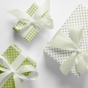 Feuille De Papier Cadeau Classic Pois verts En vichy Motif Mix