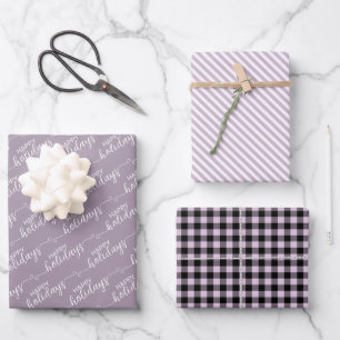 Feuille De Papier Cadeau Classique classique violet rose noir Plaid
