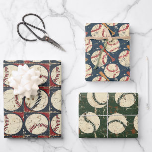 Feuille De Papier Cadeau Classiques de baseball Grunge 3