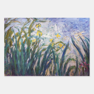 Feuille De Papier Cadeau Claude Monet - Iris jaunes et violets