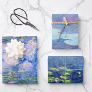 Feuille De Papier Cadeau Claude Monet Tons de nappes bleues