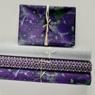 Feuille De Papier Cadeau Clematis Trio Découpage Cadeau Floral Violet