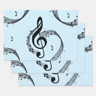 Feuille De Papier Cadeau Climacic G Clef Music Blue