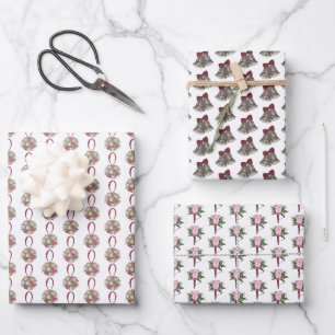 Feuille De Papier Cadeau Cloches de mariage Fleurs Boutonnière Bouquet de m