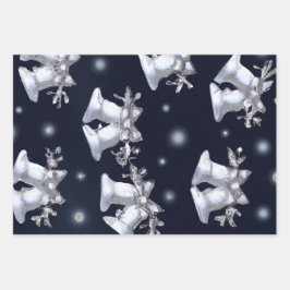 Feuille De Papier Cadeau Cloches en argent de Noël