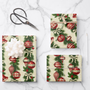 Feuille De Papier Cadeau Cloches et billes rétro