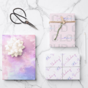 Feuille De Papier Cadeau Cloud Neuf Fille 9e fête d'anniversaire