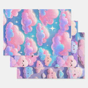 Feuille De Papier Cadeau Clouds pastel Holo Fluffy