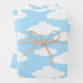 Feuille De Papier Cadeau Clouds Wrapping Paper with Blue Background