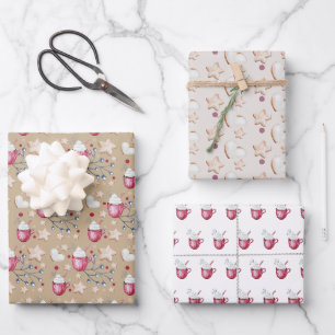 Feuille De Papier Cadeau Coca Chaud Et Cookies De Noël