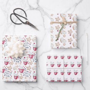 Feuille De Papier Cadeau Coca Chaud Et Cookies De Noël