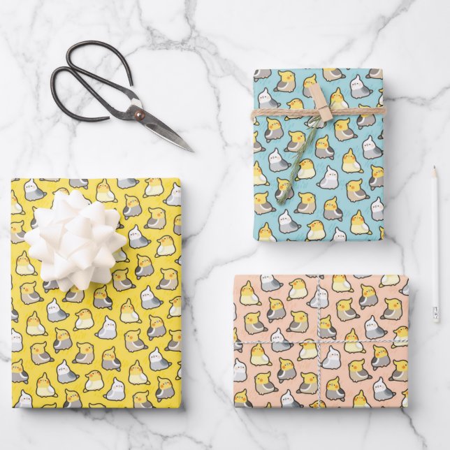 Feuille De Papier Cadeau Cockatiles mignons (Recto)