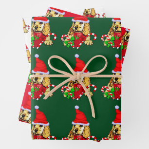 Feuille De Papier Cadeau Cocker Spaniel Puppy Noël