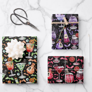 Feuille De Papier Cadeau Cocktails et potions Halloween