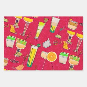 Feuille De Papier Cadeau Cocktails Wrapping