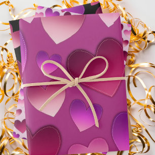 Feuille De Papier Cadeau Coeur à pattes sans couture motif x 3