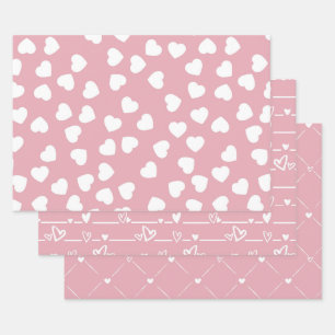 Feuille De Papier Cadeau Cœur Blanc Rose